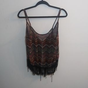 Daytrip Boho Aztec Camisole with Fringe